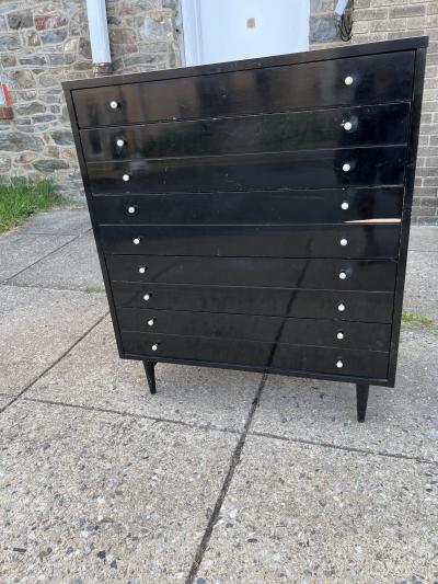  American of Martinsville MID CENTURY MODERNIST BLACK AND WHITE CHEST OF DRAWERS