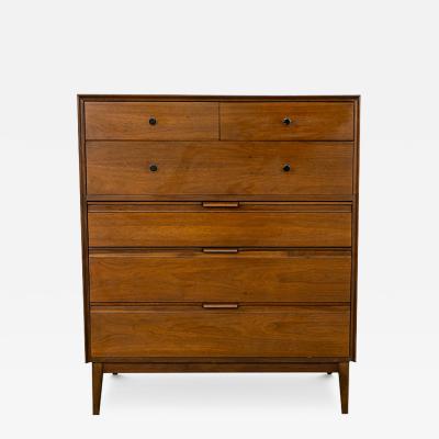  American of Martinsville Mid Century American of Martinsville High Boy Walnut Dresser Chest