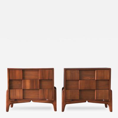  American of Martinsville Mid Century Modern Geometric Night Stands by American of Martinsville