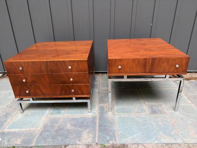  American of Martinsville Pair McCobb style American of Martinsville End Table Chrome Walnut Mid Century