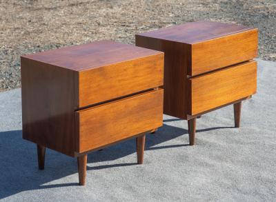 American of Martinsville Pair of American of Martinsville Walnut 2 Drawer Nightstands or End Tables 1960s