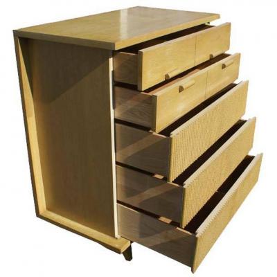 American of Martinsville Rare Five Drawer Mahogany Faux Bamboo Chest by American of Martinsville 1952