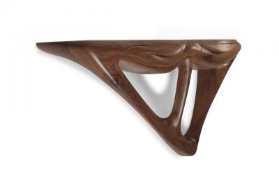  Amorph Agate Wall Mounted Console in Solid Walnut wood Natural Stain