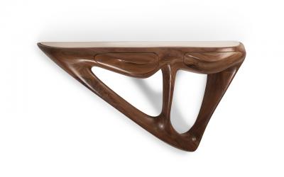  Amorph Agate Wall Mounted Console in Solid Walnut wood Natural Stain