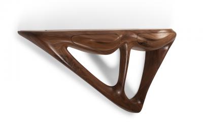  Amorph Agate Wall Mounted Console in Solid Walnut wood Natural Stain