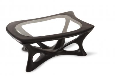  Amorph Amorph Ariella Coffee Table With Glass Top Solid Wood Ebony Finish