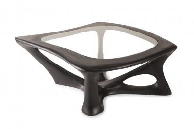  Amorph Amorph Ariella Coffee Table With Glass Top Solid Wood Ebony Finish