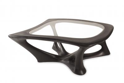  Amorph Amorph Ariella Coffee Table With Glass Top Solid Wood Ebony Finish