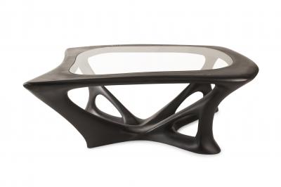  Amorph Amorph Ariella Coffee Table With Glass Top Solid Wood Ebony Finish