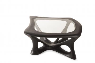  Amorph Amorph Ariella Coffee Table With Glass Top Solid Wood Ebony Finish