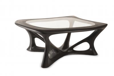  Amorph Amorph Ariella Coffee Table With Glass Top Solid Wood Ebony Finish