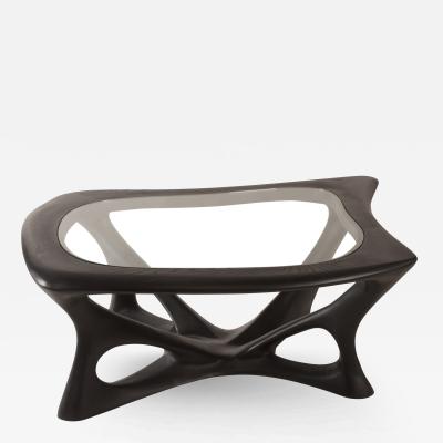  Amorph Amorph Ariella Coffee Table With Glass Top Solid Wood Ebony Finish