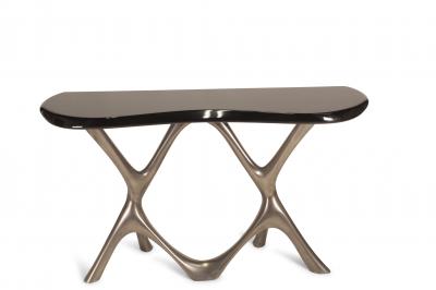  Amorph Amorph Avatar Console Table Nickel Finish Base and Black Lacquer