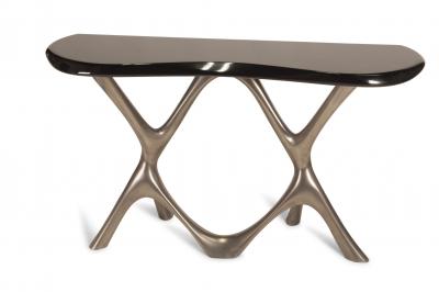  Amorph Amorph Avatar Console Table Nickel Finish Base and Black Lacquer