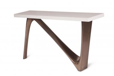 Amorph Amorph Aviva Console Table Bronze Finish Base and White Lacquered Top