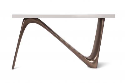  Amorph Amorph Aviva Console Table Bronze Finish Base and White Lacquered Top