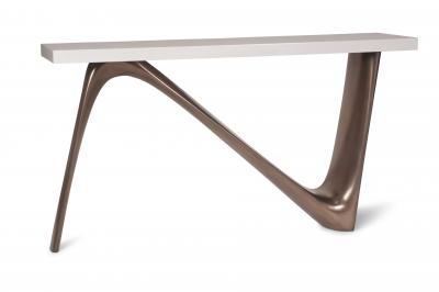  Amorph Amorph Aviva Console Table Bronze Finish Base and White Lacquered Top
