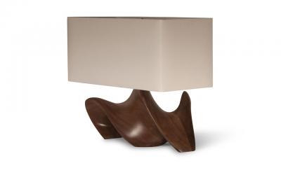  Amorph Amorph Bonsai Table Lamp in Walnut Wood Natural Stain with Ivory Silk Shade