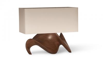  Amorph Amorph Bonsai Table Lamp in Walnut Wood Natural Stain with Ivory Silk Shade