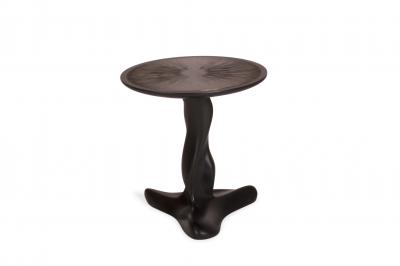  Amorph Amorph Helios Side Table Black Matte Lacquered Gold Leaves Gilding
