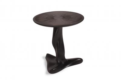  Amorph Amorph Helios Side Table Black Matte Lacquered Gold Leaves Gilding