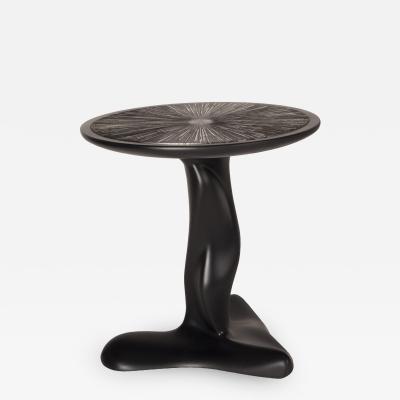  Amorph Amorph Helios Side Table Black Matte Lacquered Silver Leaves Gilding