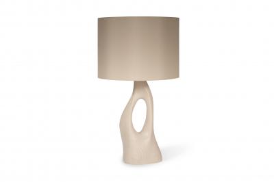  Amorph Amorph Helix Table Lamp White Wash Stain with Ivory Silk Shade