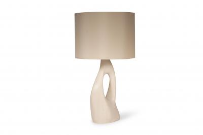  Amorph Amorph Helix Table Lamp White Wash Stain with Ivory Silk Shade