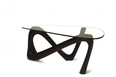  Amorph Amorph Iris Coffee Table with 1 2 Tempered Glass in Ebony Stain