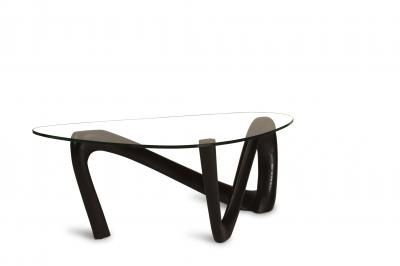  Amorph Amorph Iris Coffee Table with 1 2 Tempered Glass in Ebony Stain