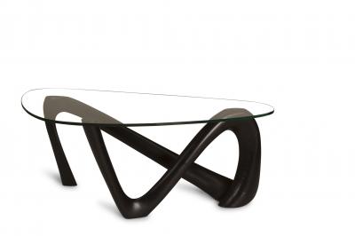  Amorph Amorph Iris Coffee Table with 1 2 Tempered Glass in Ebony Stain