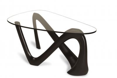  Amorph Amorph Iris Coffee Table with 1 2 Tempered Glass in Ebony Stain