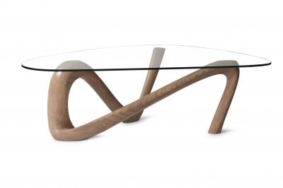  Amorph Amorph Iris Coffee Table with Glass Gray Oak Finish