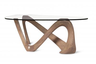  Amorph Amorph Iris Coffee Table with Glass Gray Oak Finish