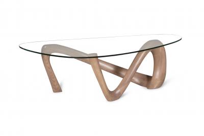  Amorph Amorph Iris Coffee Table with Glass Gray Oak Finish