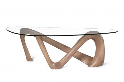  Amorph Amorph Iris Coffee Table with Glass Gray Oak Finish