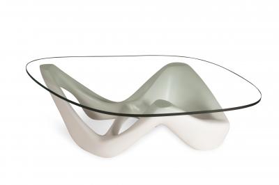  Amorph Amorph Net Coffee Table in White Lacquer and 3 4 tempered glass