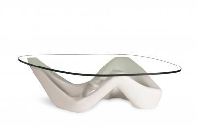  Amorph Amorph Net Coffee Table in White Lacquer and 3 4 tempered glass