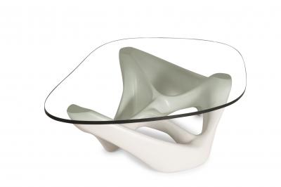  Amorph Amorph Net Coffee Table in White Lacquer and 3 4 tempered glass