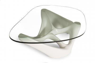  Amorph Amorph Net Coffee Table in White Lacquer and 3 4 tempered glass