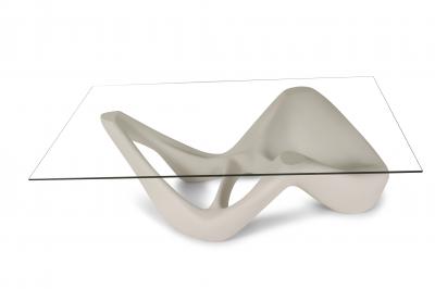  Amorph Amorph Net Coffee Table in White Lacquer and Glass Top