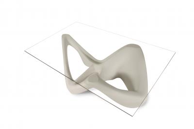  Amorph Amorph Net Coffee Table in White Lacquer and Glass Top