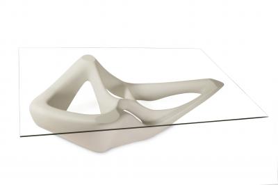  Amorph Amorph Net Coffee Table in White Lacquer and Glass Top