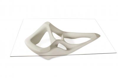  Amorph Amorph Net Coffee Table in White Lacquer and Glass Top