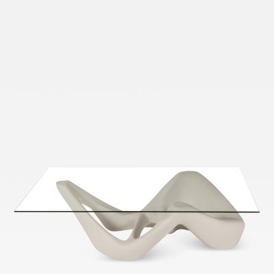  Amorph Amorph Net Coffee Table in White Lacquer and Glass Top