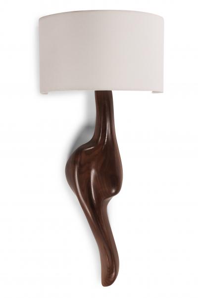  Amorph Amorph Oralee Sconces Natural Walnut with Ivory Silk Shade