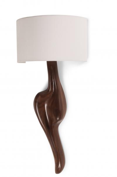  Amorph Amorph Oralee Sconces Natural Walnut with Ivory Silk Shade