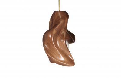  Amorph Amorph Tulip Pendant in Solid Walnut Wood and Opal Shade