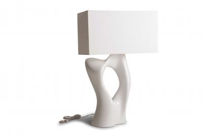  Amorph Amorph Vesta Table Lamp White Lacquered with white silk shade