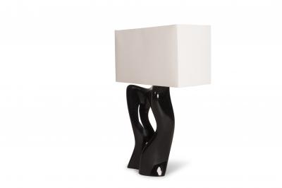  Amorph Amorph Vesta Table Lamp with Ivory Silk Shade in Black Glossy Lacquer